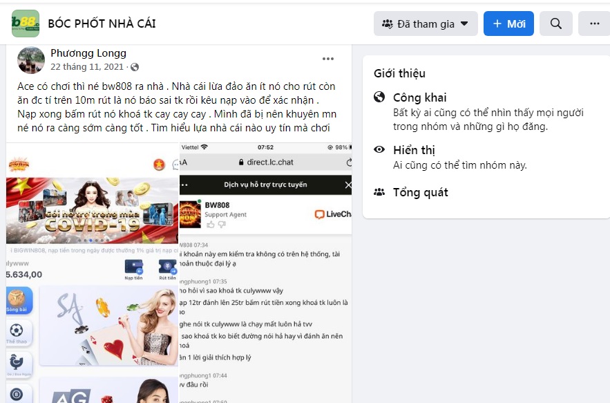 nhà cái bw808 lừa đảo