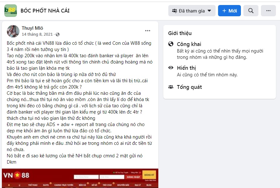 nhà cái vn88 lừa đảo