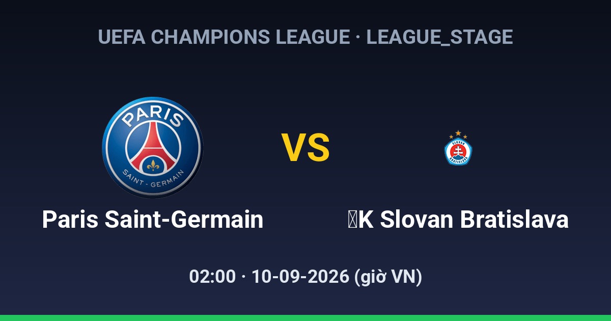 Paris Saint-Germain FC vs ŠK Slovan Bratislava